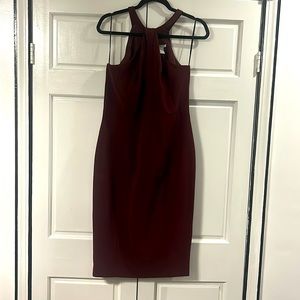 Burgundy cross neck midi dress
